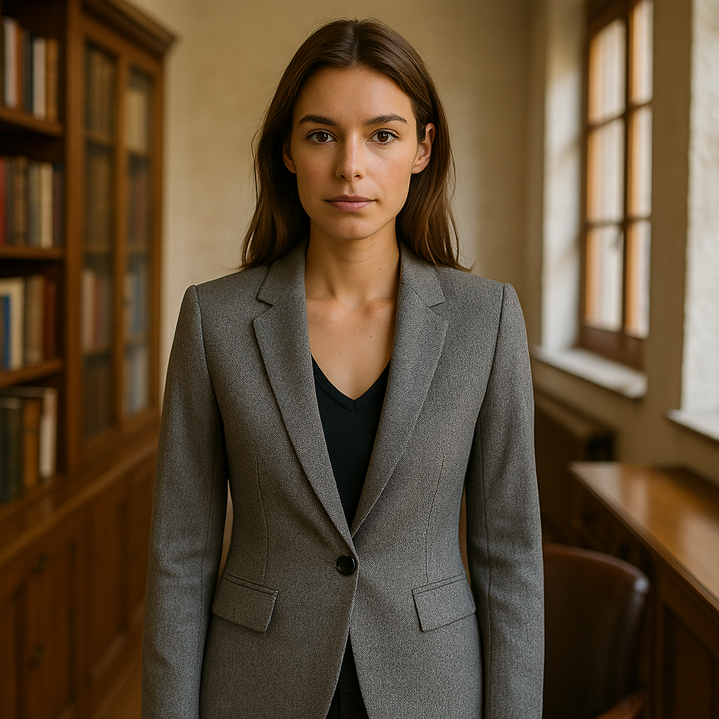 Blazer de Mujer Gris Jaspeado con Corte Recto