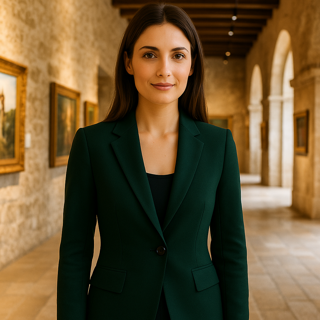 Blazer de Mujer Verde Oscuro Entallado con Botonadura Simple